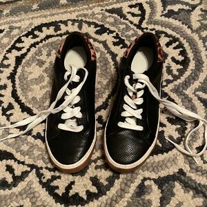 Target, black leather sneaker with leopard print detail on back!